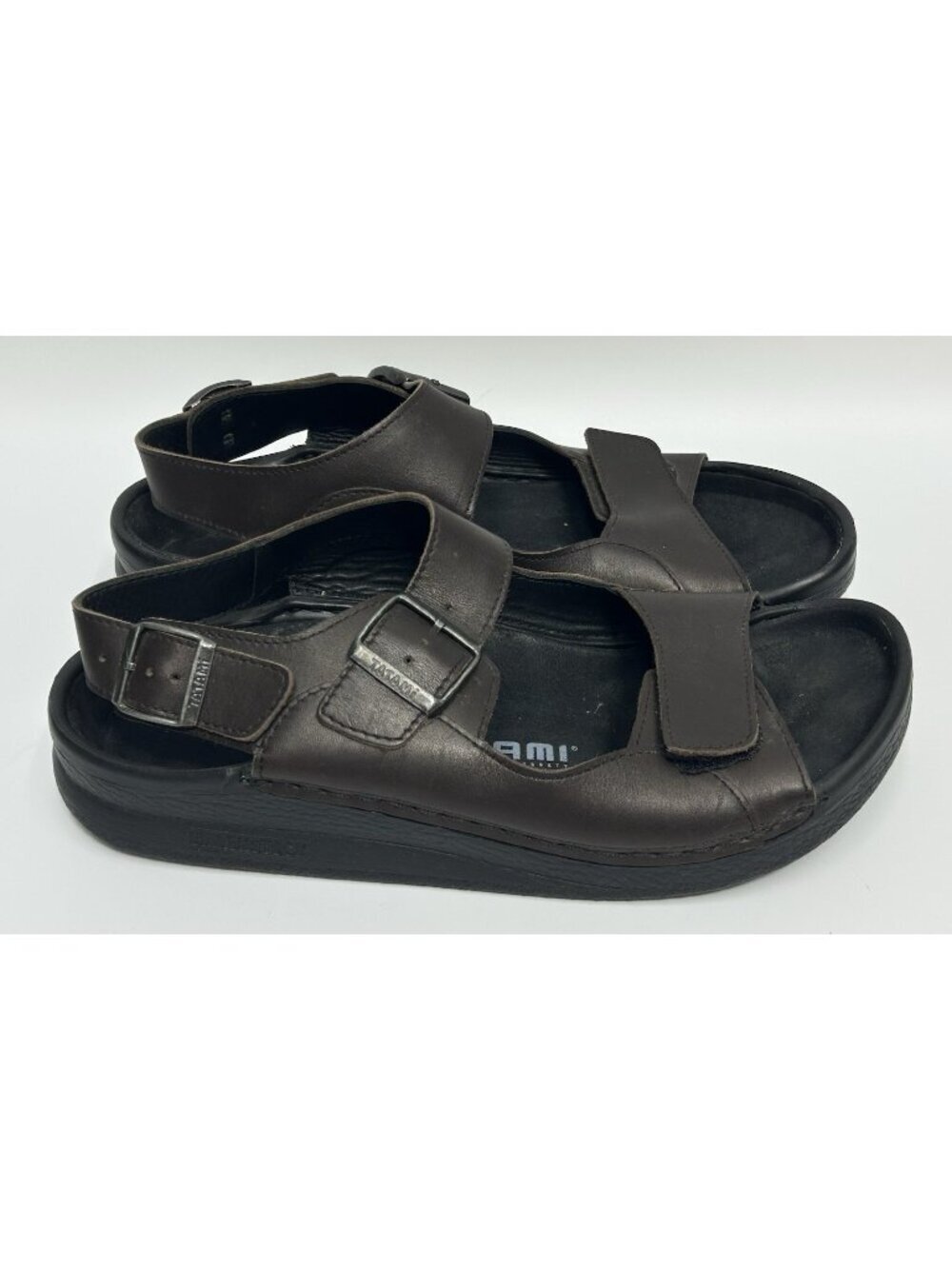Birkenstock Tatami Nebraska Sandals Men’s 12 EU 45 Brown Leather Buckle Strap